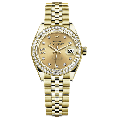 Rolex Lady-Datejust Champagne Diamond Star Dial Diamond Bezel 28mm 279138RBR