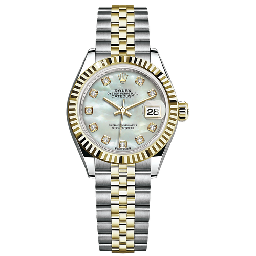 Rolex Lady-Datejust Mother Of Pearl Diamond Dial Fluted Bezel 28mm 279173