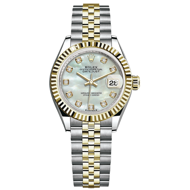 Rolex Lady-Datejust Mother Of Pearl Diamond Dial Fluted Bezel 28mm 279