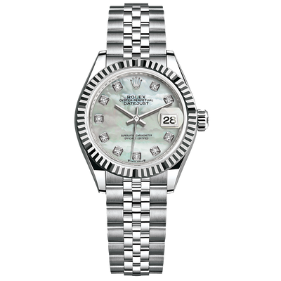 Rolex Lady-Datejust Mother Of Pearl Diamond Dial Fluted Bezel 28mm 279174