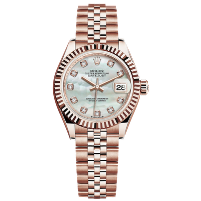 Rolex Lady-Datejust Mother Of Pearl Diamond Dial Fluted Bezel 28mm 279175