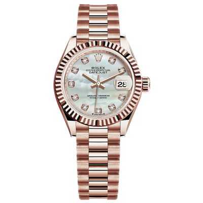 Rolex Lady-Datejust Mother Of Pearl Diamond Dial Fluted Bezel 28mm 279175