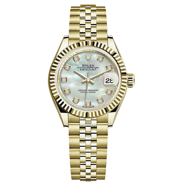 Rolex Lady-Datejust Mother Of Pearl Diamond Dial Fluted Bezel 28mm 279178