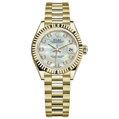 Rolex Lady-Datejust Mother Of Pearl Diamond Dial Fluted Bezel 28mm 279178