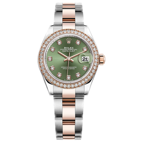 Rolex Lady-Datejust Olive-Green Diamond Dial Diamond Bezel 28mm 279381RBR