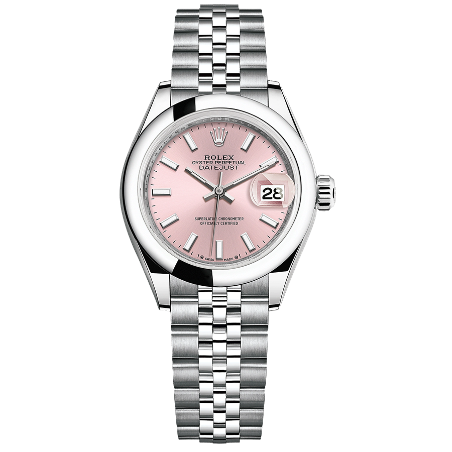 Rolex Lady Datejust Pink Dial Domed Bezel 28mm 279160