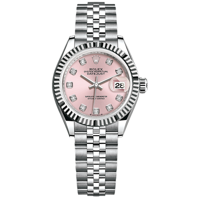 Rolex Lady-Datejust Pink Diamond Dial Fluted Bezel 28mm 279174