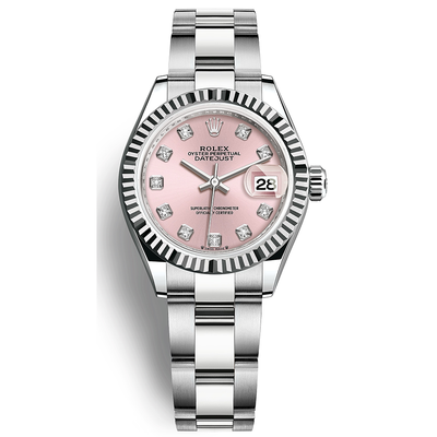 Rolex Lady-Datejust Pink Diamond Dial Fluted Bezel 28mm 279174
