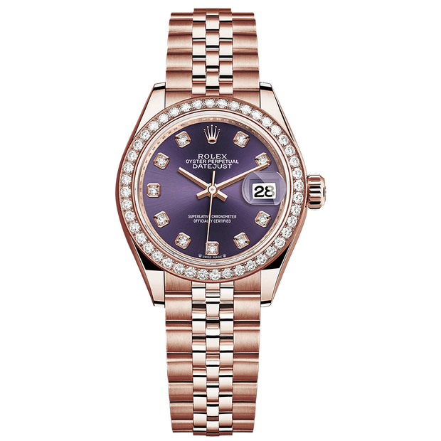 Rolex Lady-Datejust Purple Diamond Dial Diamond Bezel 28mm 279135RBR