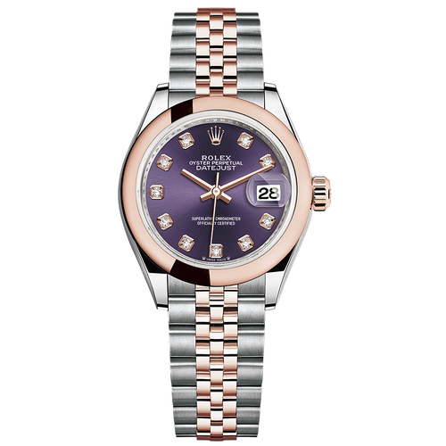 Rolex Lady-Datejust Purple Diamond Dial Domed Bezel 28mm 279161
