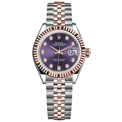Rolex Lady-Datejust Purple Diamond Dial Fluted Bezel 28mm 279171