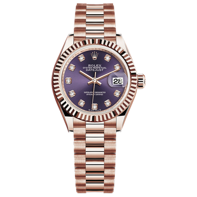 Rolex Lady-Datejust Purple Diamond Dial Fluted Bezel 28mm 279175