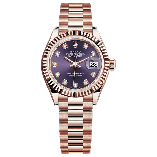 Rolex Lady-Datejust Purple Diamond Dial Fluted Bezel 28mm 279175