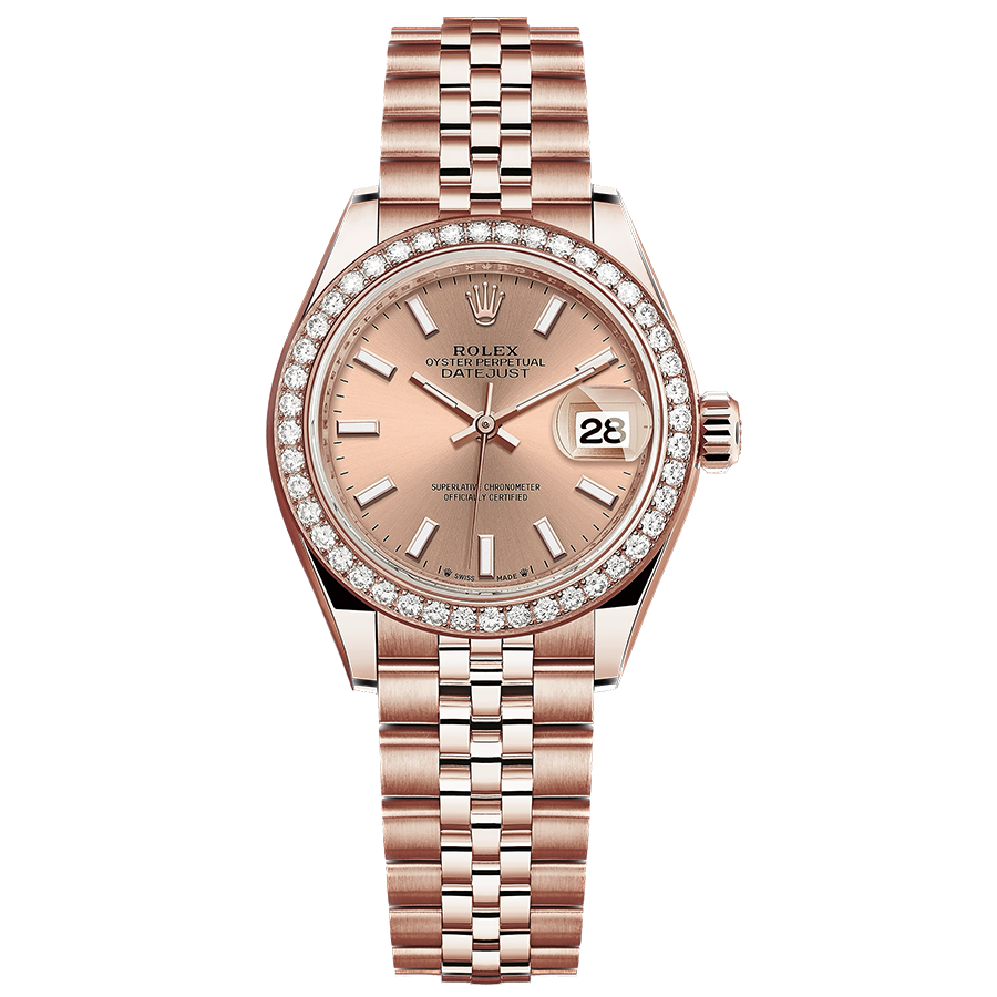 Rolex Lady Datejust Rose Dial Diamond Bezel 28mm 279135RBR