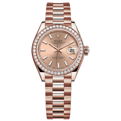 Rolex Lady-Datejust Rose Dial Diamond Bezel 28mm 279135RBR