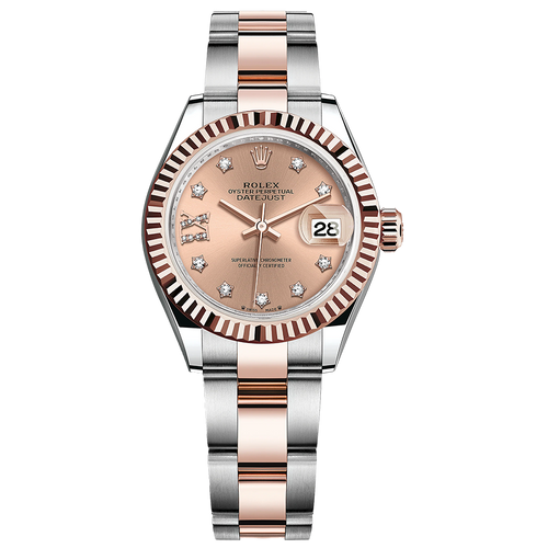 Rolex Lady-Datejust Rose Diamond Star Dial Fluted Bezel 28mm 279171