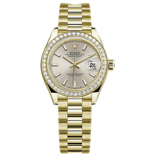 Rolex Lady-Datejust Silver Dial Diamond Bezel 28mm 279138RBR