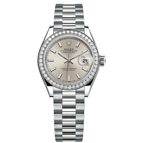 Rolex Lady-Datejust Silver Dial Diamond Bezel 28mm 279139RBR