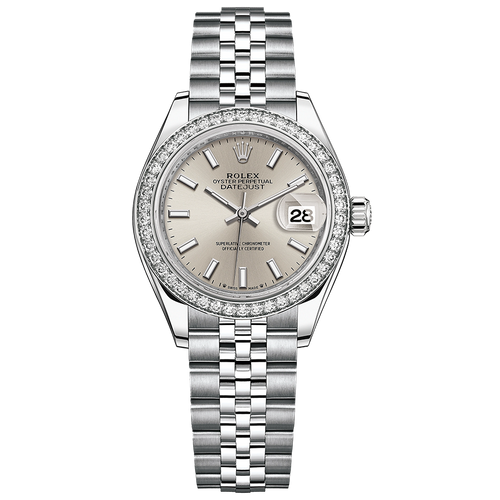 Rolex Lady-Datejust Silver Dial Diamond Bezel 28mm 279384RBR