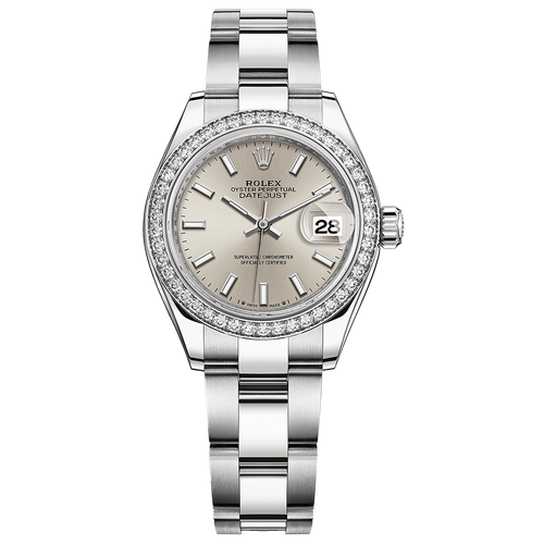 Rolex Lady-Datejust Silver Dial Diamond Bezel 28mm 279384RBR