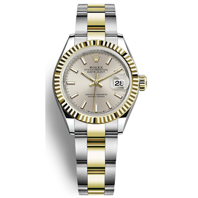 Rolex Lady-Datejust Silver Dial Fluted Bezel 28mm 279173