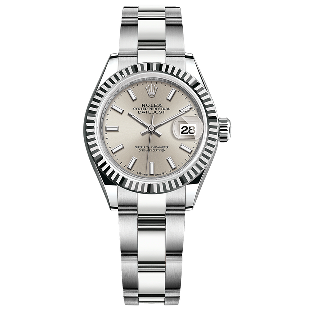 Rolex Lady-Datejust Silver Dial Fluted Bezel 28mm 279174