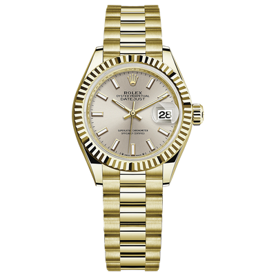 Rolex Lady-Datejust Silver Dial Fluted Bezel 28mm 279178
