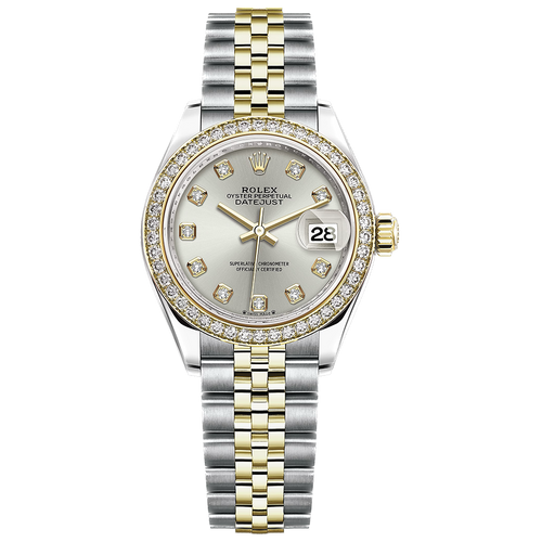 Rolex Lady-Datejust Silver Diamond Dial Diamond Bezel 28mm 279383RBR