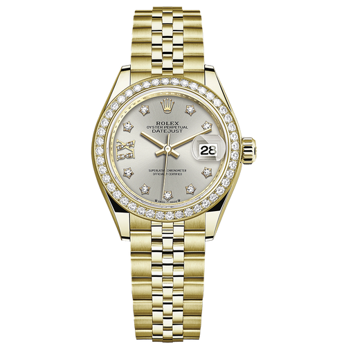 Rolex Lady-Datejust Silver Diamond Star Dial Diamond Bezel 28mm 279138RBR