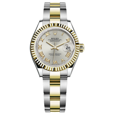 Rolex Lady-Datejust Silver Roman Numeral Dial Fluted Bezel 28mm 279173