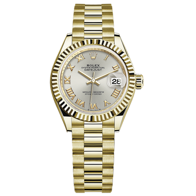 Rolex Lady-Datejust Silver Roman Numeral Dial Fluted Bezel 28mm 279178
