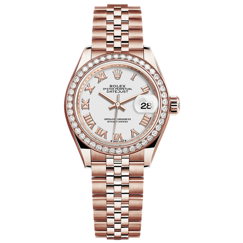 Rolex Lady-Datejust White Roman Numeral Dial Diamond Bezel 28mm 279135RBR