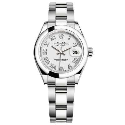 Rolex Lady-Datejust White Roman Numeral Dial Domed Bezel 28mm 279160