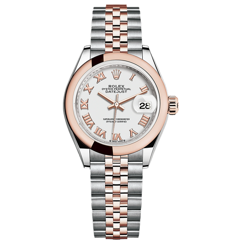 Rolex Lady-Datejust White Roman Numeral Dial Domed Bezel 28mm 279161