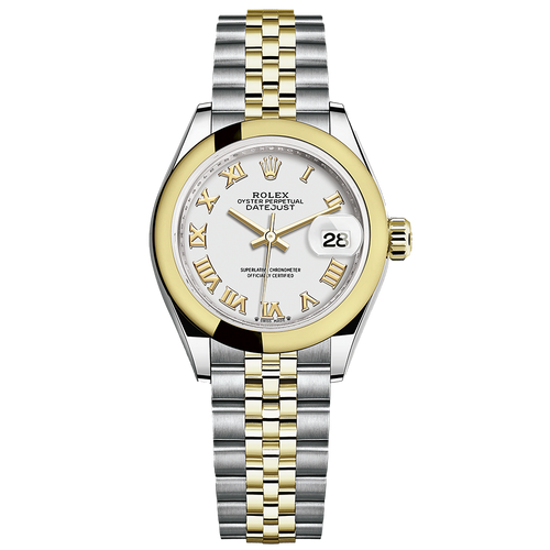 Rolex Lady-Datejust White Roman Numeral Dial Domed Bezel 28mm 279163
