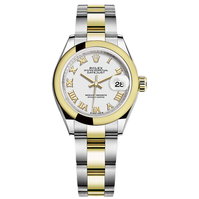 Rolex Lady-Datejust White Roman Numeral Dial Domed Bezel 28mm 279163