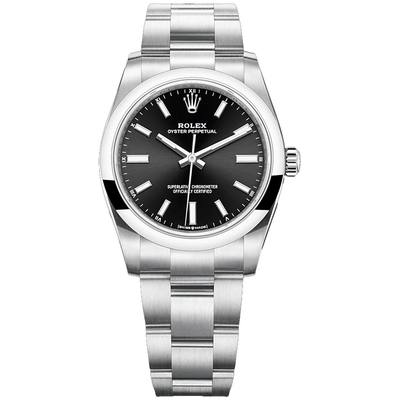 Rolex Oyster Perpetual Black Dial Domed Bezel 34mm 124200