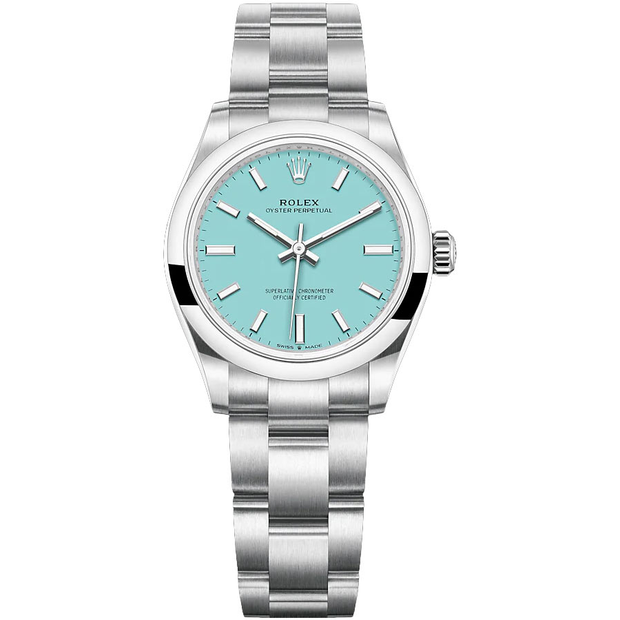Rolex Oyster Perpetual Turquoise Blue Dial Domed Bezel 31mm 277200