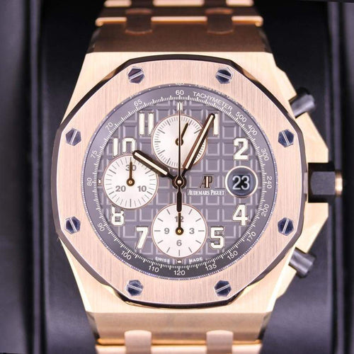 Audemars Piguet "Brick" Royal Oak Offshore Chronograph 42mm 26470OR Grey Dial Pre-Owned-First Class Timepieces