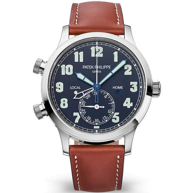 Patek Philippe Calatrava Pilot Travel Time Complication 42mm 5524G Blue Dial - First Class Timepieces