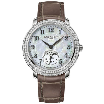 Patek Philippe Extra-Thin Diamond Ribbon Joaillerie Complication Moon Phase 33mm 4968G Mother Of Pearl Dial-First Class Timepieces