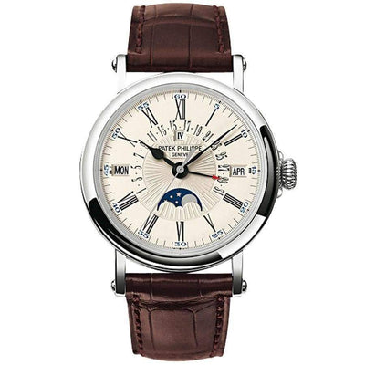 Patek Philippe Grand Complications Perpetual Calendar Moon Phase 38mm 5159G White Dial - First Class Timepieces