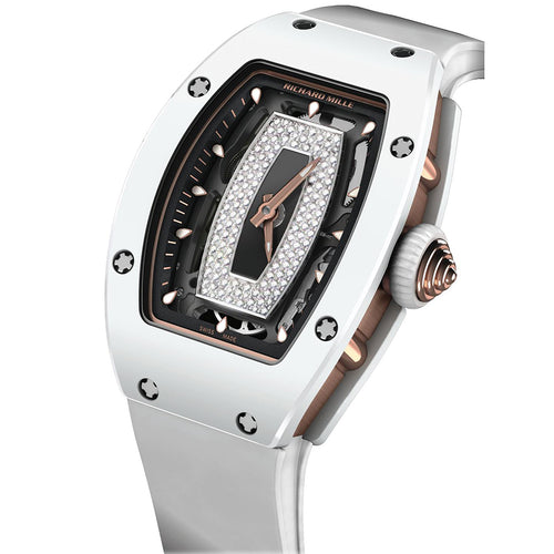 Richard Mille RM07-01 Rose Gold / White Ceramic Overworked Diamond Dial