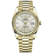 Rolex Day-Date 40 Presidential 228238 Fluted Bezel Silver Dial-First Class Timepieces