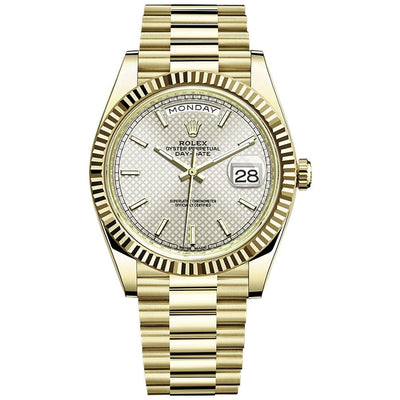 Rolex Day-Date 40 Presidential 228238 Fluted Bezel Silver Dial-First Class Timepieces