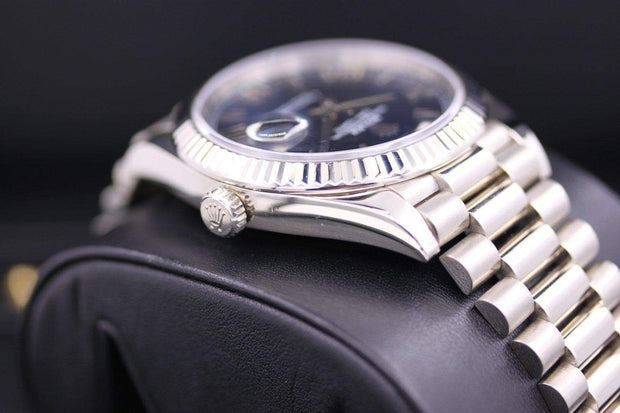 Rolex Day-Date 40 Presidential 228239 Fluted Bezel Blue Dial Pre-Owned-First Class Timepieces