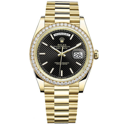 Rolex Day-Date 40 Presidential 228348 Diamond Bezel Black Dial-First Class Timepieces