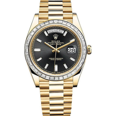 Rolex Day-Date 40 Presidential 228398TBR Baguette Diamond Black Dial-First Class Timepieces