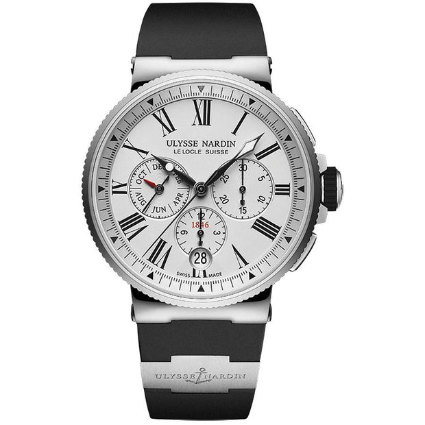 Ulysse Nardin Marine Chronograph 43mm 1533-150-3/40 Silver Dial-First Class Timepieces