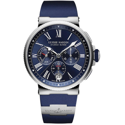 Ulysse Nardin Marine Chronograph 43mm 1533-150-3/43 Navy Blue Dial-First Class Timepieces